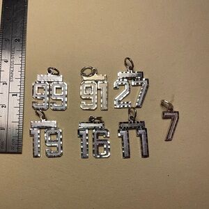 Sterling Silver Number Pendant Charms
